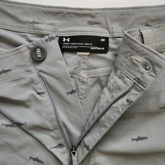 UNDER ARMOUR Gray Loose Men's Flat Front Shorts Size 36 with Pockets Length 20" - Picture 6 of 12